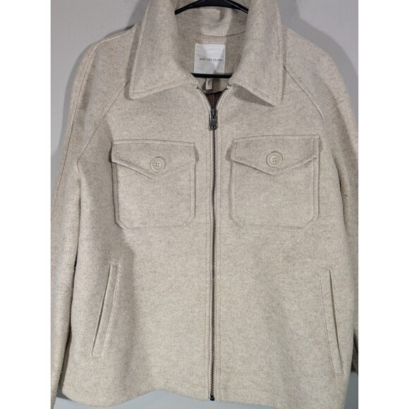 Ave Le Filles Women Beige Full Zip Aviator Jacket Sz M Capsule Quiet Classic - Picture 3 of 7